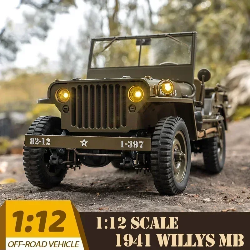 2.4G 4Wd 1:12 1941 Per Willys Mb Scaler Willys Jeep Rtr Crawler Climbing Scale Camion Militare Buggy Rc Model Car Adult Kids