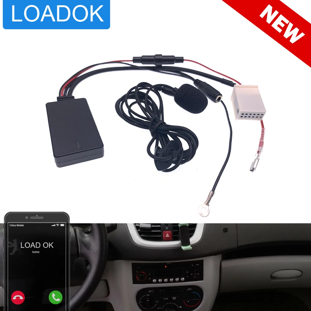 12Pin Autoradio Stereo Musica Modulo Bluetooth Adattatore Per Cavo Di Chiamata Vivavoce Aux Wireless Per Peugeot 207 307 407 308 Citroen Rd4
