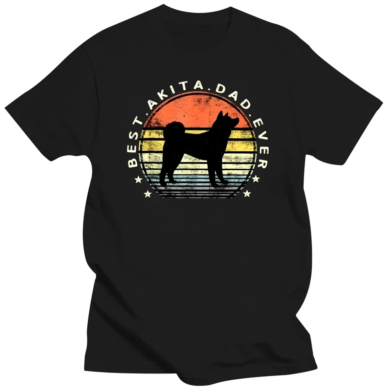 Vintage Best Dog Dad Ever T Shirt Uomo Adulto Manica Corta Akita Inu Lover T-Shirt In Cotone Stampato Regular Fit Tee Top Merch Gift