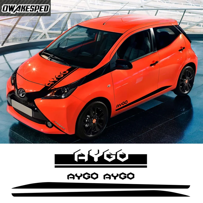 Car Styling Racing Sport Stripes Door Side Skirt Sticker Per Toyota Aygo Auto Hood Bonnet Accessori Per Motori Cover Decor Decalcomanie