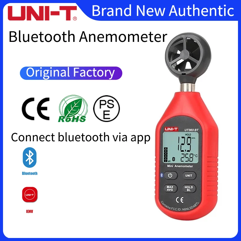 Uni-T Ut363 Mini Anemometro Temperatura Tester Massimo Misurato Velocità Del Vento 0.1 M/S Iniziale Velocità Del Vento 30 M/S Ut363Bt