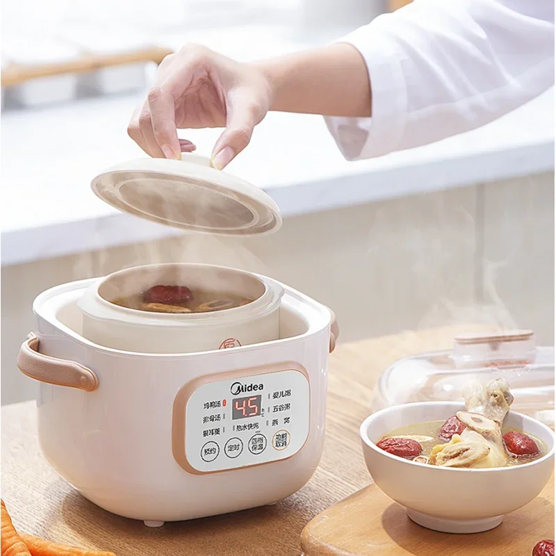 Midea Ceramic Electric Slow Stewer Household Multi Baby Food Porridge Dessert Cooker Stewing Cooking Pot Pentola Elettrica 0.8L