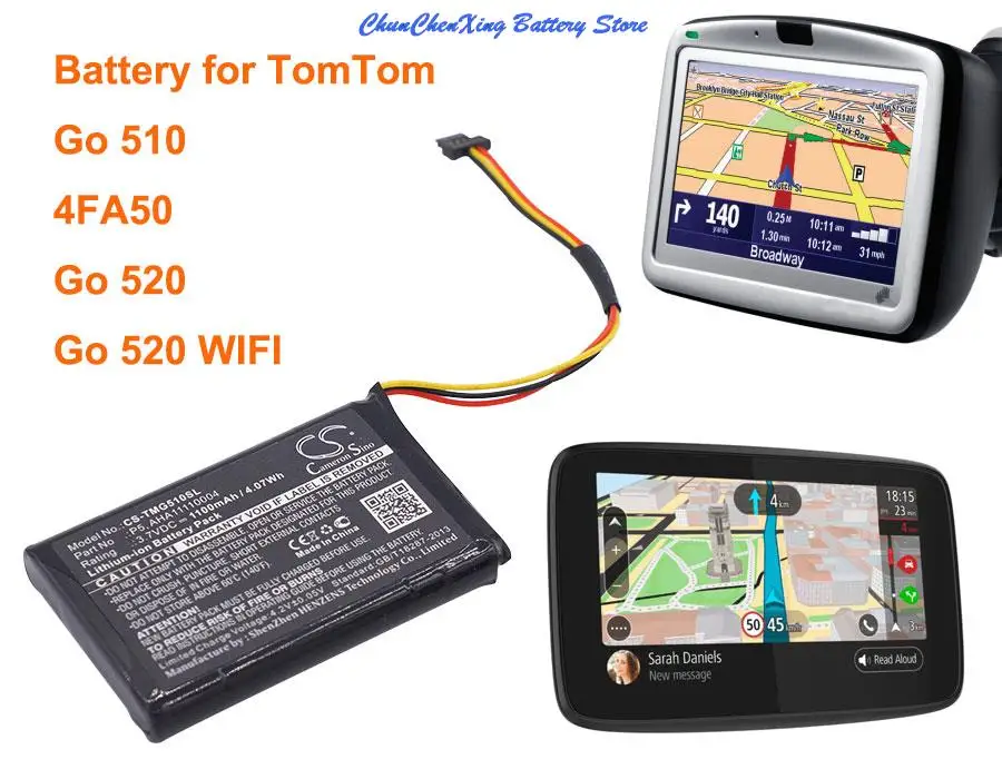 Orangeyu 1100Mah Gps, Batteria Navigatore Aha11110004, P5, P6 Per Tomtom 4 Fa50, Go 510, Go 520, Go 520 Wifi