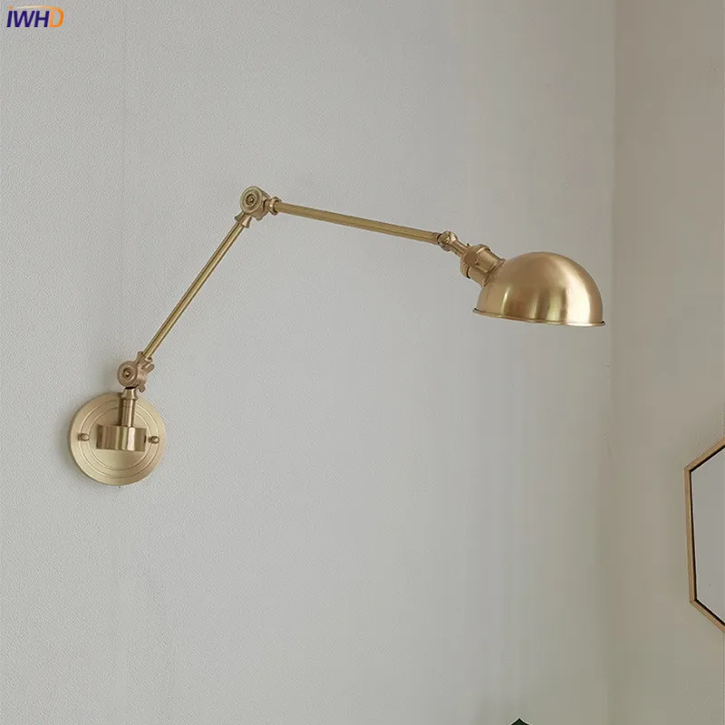 Iwhd Nordic Modern Copper Wall Lamp Sconce Pull Chain Switch Home Indoor Lighting Camera Da Letto Bagno Specchio Scale Light Lamparas