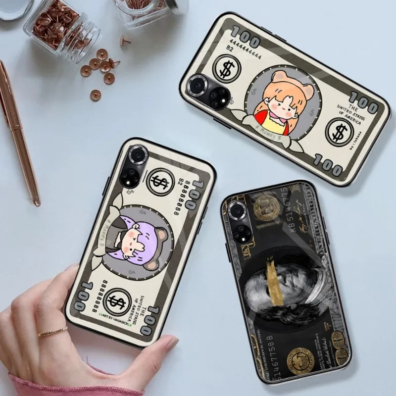 Luxury Dollar Us Phone Case Vetro Temperato Per Huawei Mate 60 P 40 30 20 10 Pro Plus Z P50 P9 P Smart 2021 P Plus
