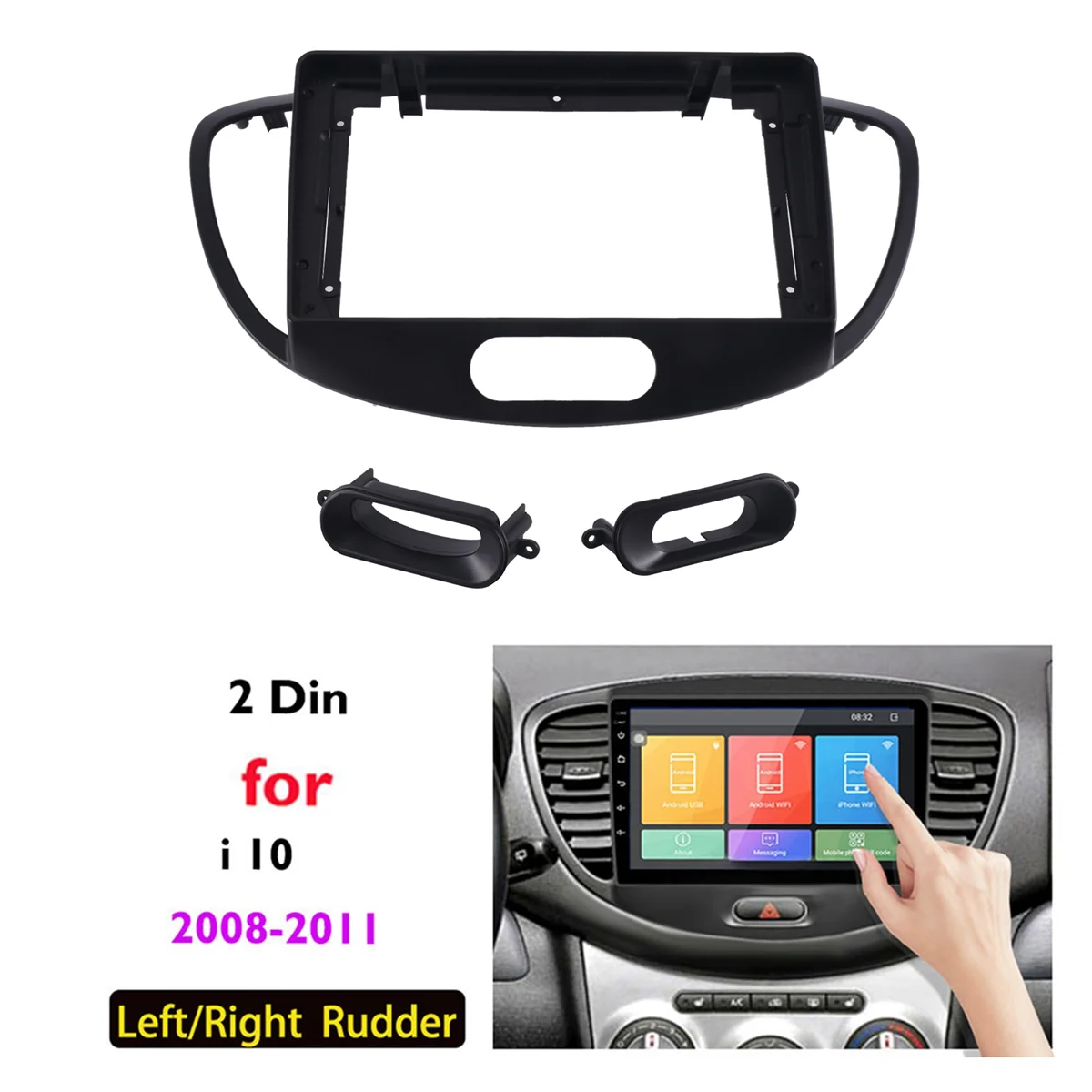 Per Hyundai I10 2008-2011 9 Pollici 2 Din Car Dashboard Frame Radio Fascia Dash Mp5 Player Dvd Adapter Panel
