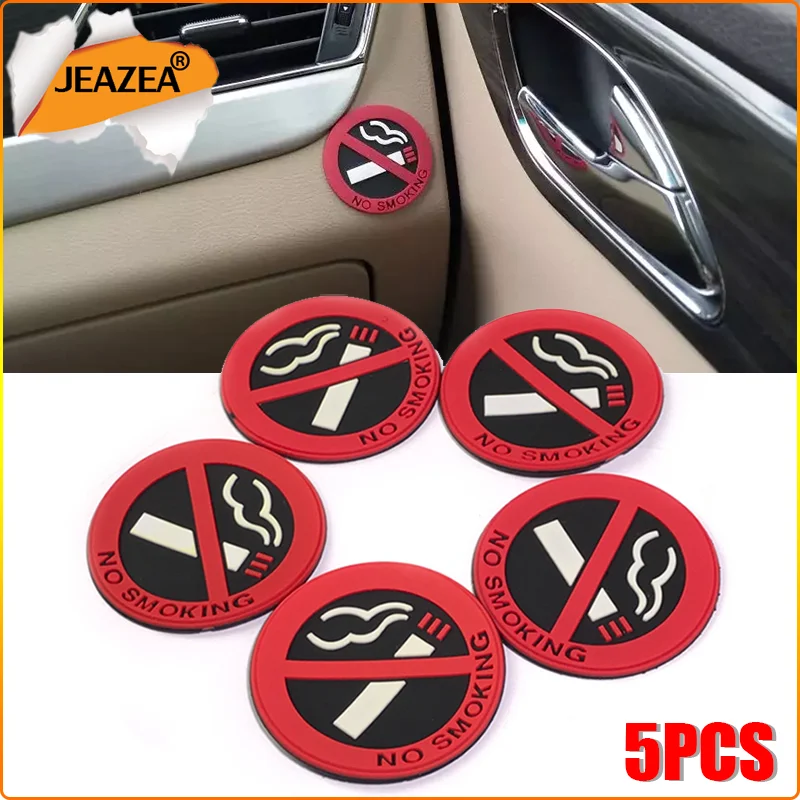 Jeazea New Universal Interior 5Pcs Gomma No Smoking Sign Tips Avviso Logo Adesivi Per Auto Decal Per Vw Mazda Bmw Audi Ford