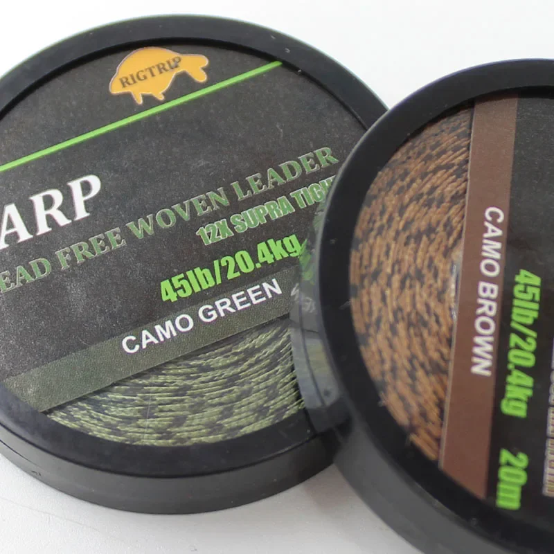 20M Carp Fishing Leader Line Lead Free Woven Leader Camo Green Non Lead Core 45Lb Hair Rigs 12 Fili Intrecciati A Filo