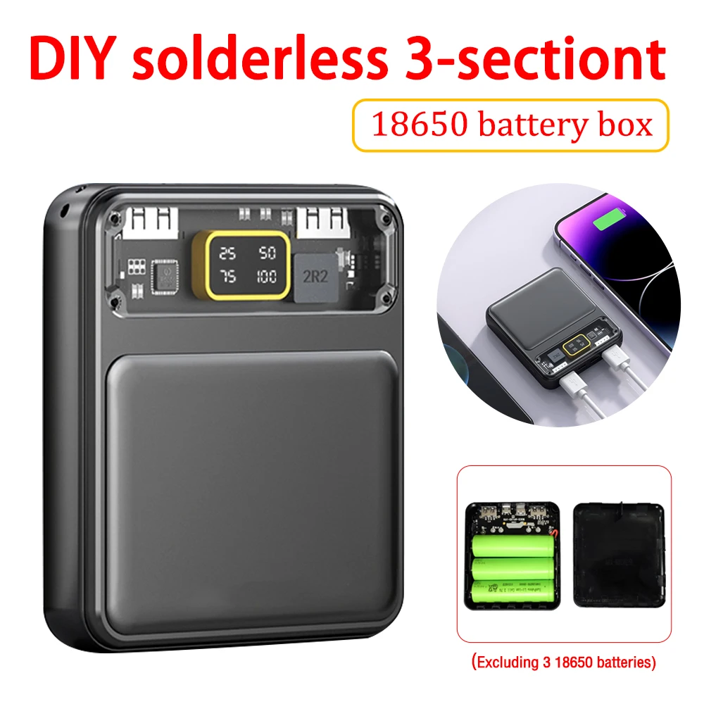 Diy 3 Slots 18650 Power Bank Housing Dc 5V/2A Scatole Di Immagazzinaggio Della Batteria Usb Micro Type-C Digital Battery Cases Holder Saldatura Free