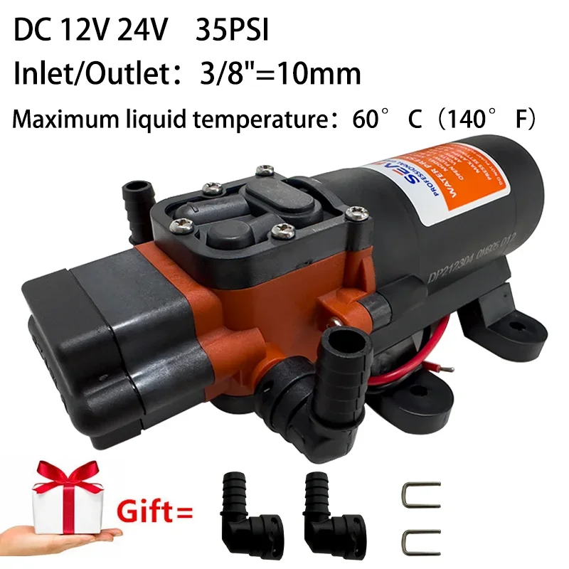 Miniature 35Psi Dc 12V 24V Marine Electric Booster Pump Membrana Pompa Autoadescante Doccia Solare Autolavaggio Wc Pompaggio Rv