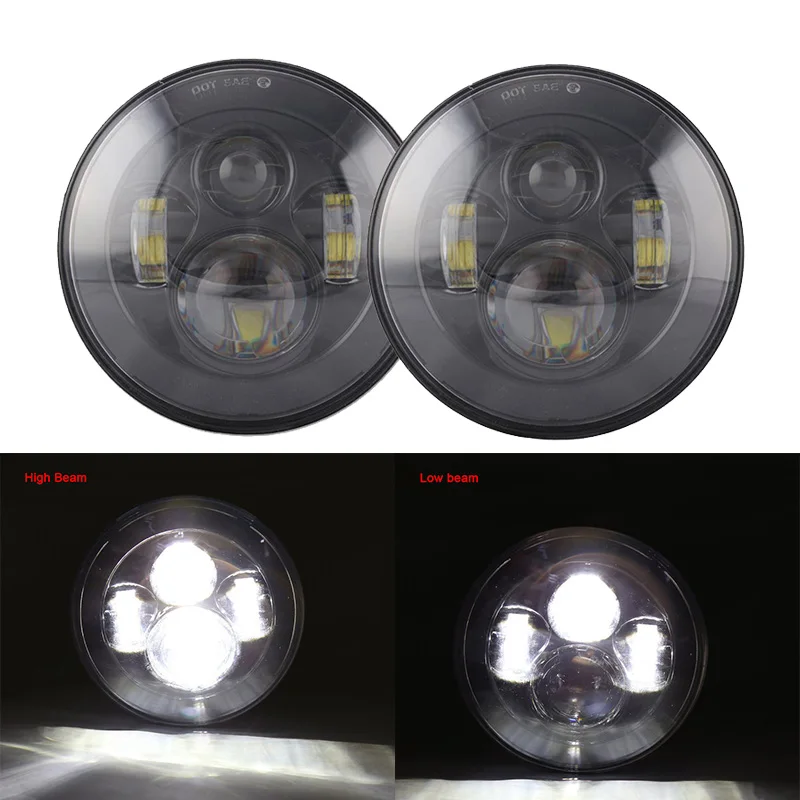 Per Lada 4X4 Urban Niva Suzuki Samurai 7 "Nero Led H4 Fari Luci Faro Per Jeep Wrangler Land Rover Defender