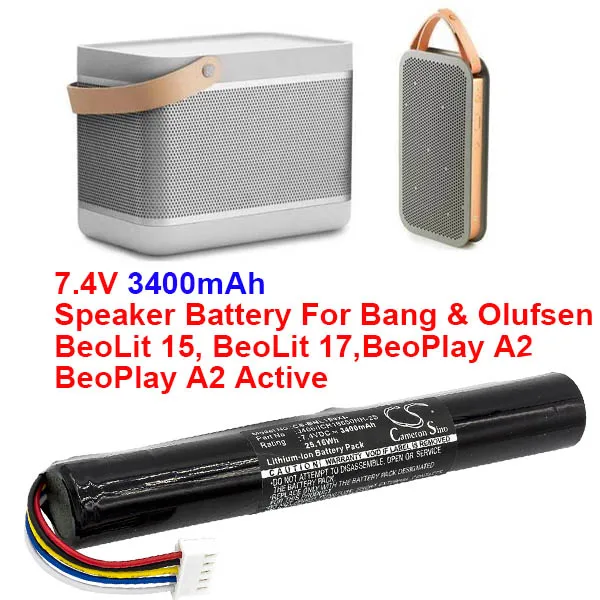 Cameron Sino 3400Mah Batteria Per Bang & Olufsen Beolit 15 Beolit 17 Beoplay A2 Attivo J406/Icr18650Nh-2S