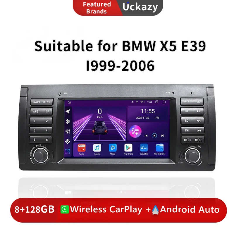Uckazy 8 Core 2Din Car Radio Android 12 For Bmw X5 11 E53 E39 M5 1996-2003 Multimedia Gps Navigation Stereo Audio Head Unit Carplay 4G 64Gb Wifi Rds D