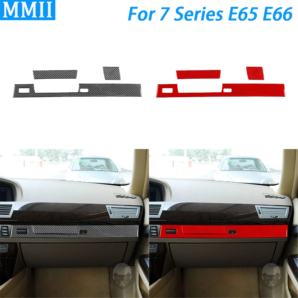 Per Bmw Serie 7 E65 E66 2002-2008 In Fibra Di Carbonio Co-Pilot Cruscotto Pannello Trim Cover Car Interior Decoration Accessori Sticker
