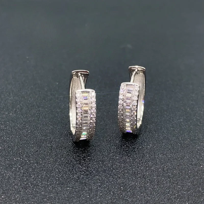Hiphip Baguette Moissanite Orecchini A Cerchio Grande Per Le Donne 925 Sterling Silver Lab Moissanite Diamond Circle Orecchini Pass Tester