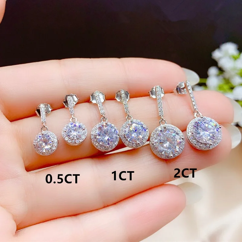 Moissanite Drop Earring 0.5Ct 1Ct 2Ct Lab Diamond Test Passed Fine Jewelry For Women Anniversary Gift Real 925 Sterling Silver