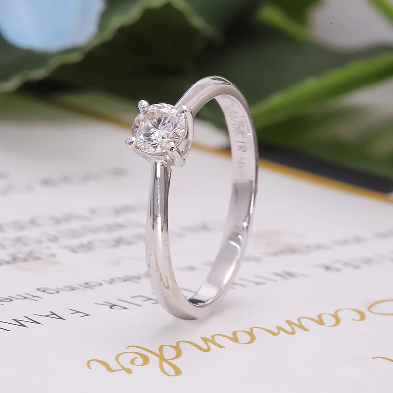 0.3Ct 4Mm Taglio Rotondo Ef Vvs1 Cvd Hpht Lab Grown Diamond 14K Gold Ring Diamond Test Superato Fashion Fidanzata Donna Regalo Di Natale
