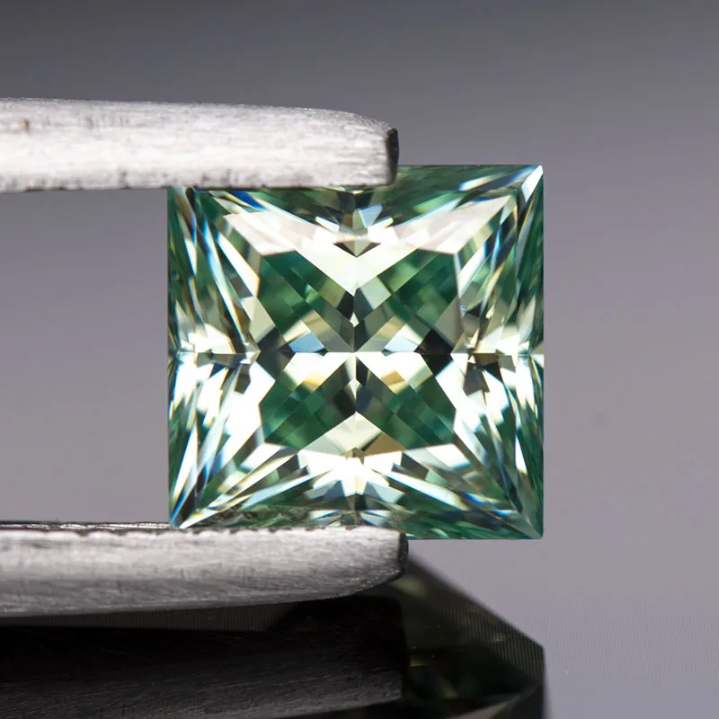 Pietra Sciolta Moissanite Con Certificato Gra Princess Cut Giallo Verde Color Lab Creato Diamond Gemstone Pass Diamond Tester