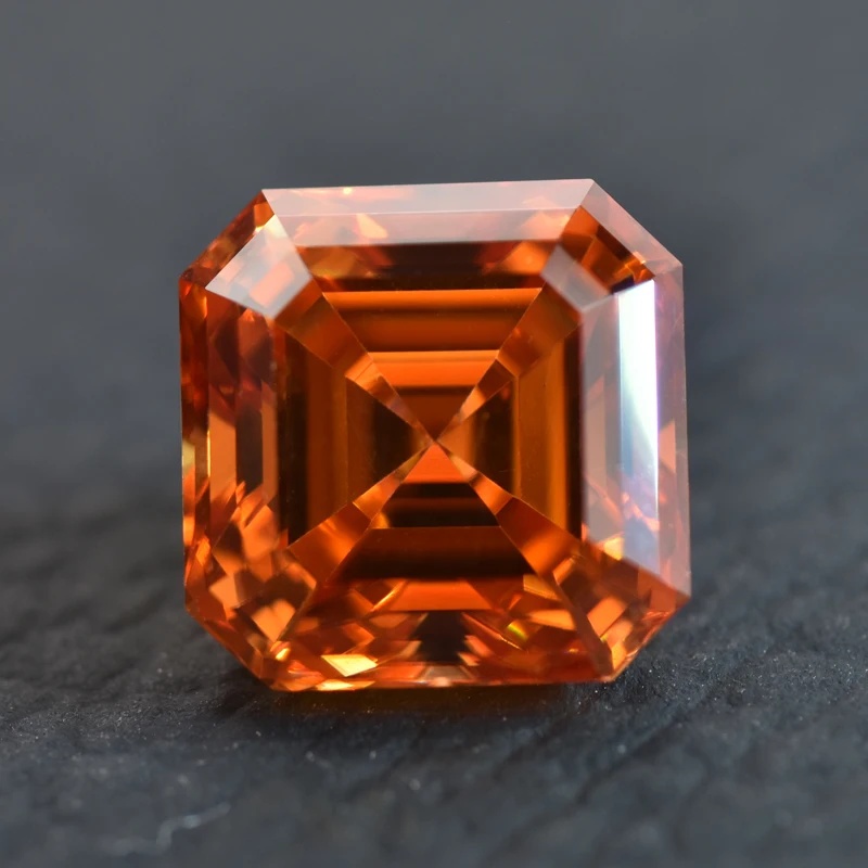 Moissanite Asscher Cut Orange Loose Stone Vvs1 Lab Grown Gemstone Jewelry Making Materials Pass Tester Con Certificato Gra