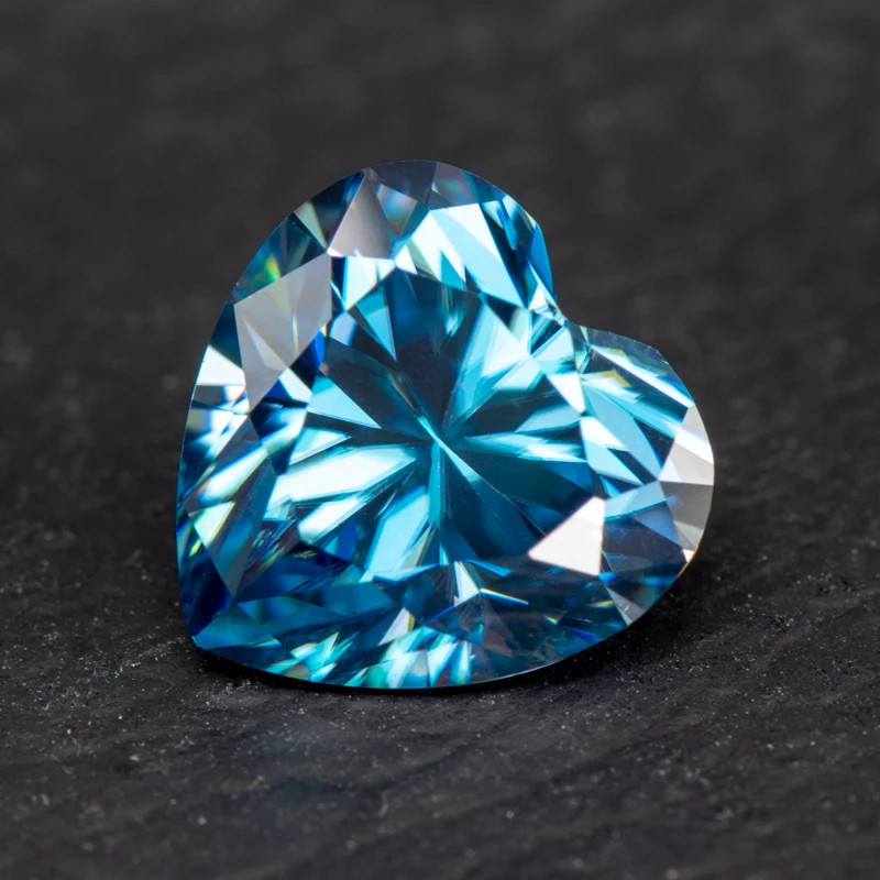 Moissanite Stone Heart Shape Sapphire Blue Vvs1 Pass Diamond Tester Per Jewel Making Lab Grown Advanced Diamond Gra Certificate