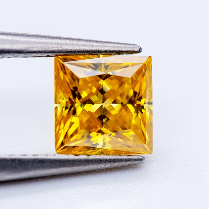 Pietra Sciolta Moissanite Con Certificato Gra Princess Cut Golden Yellow Color Lab Creato Diamond Gemstone Pass Diamond Tester