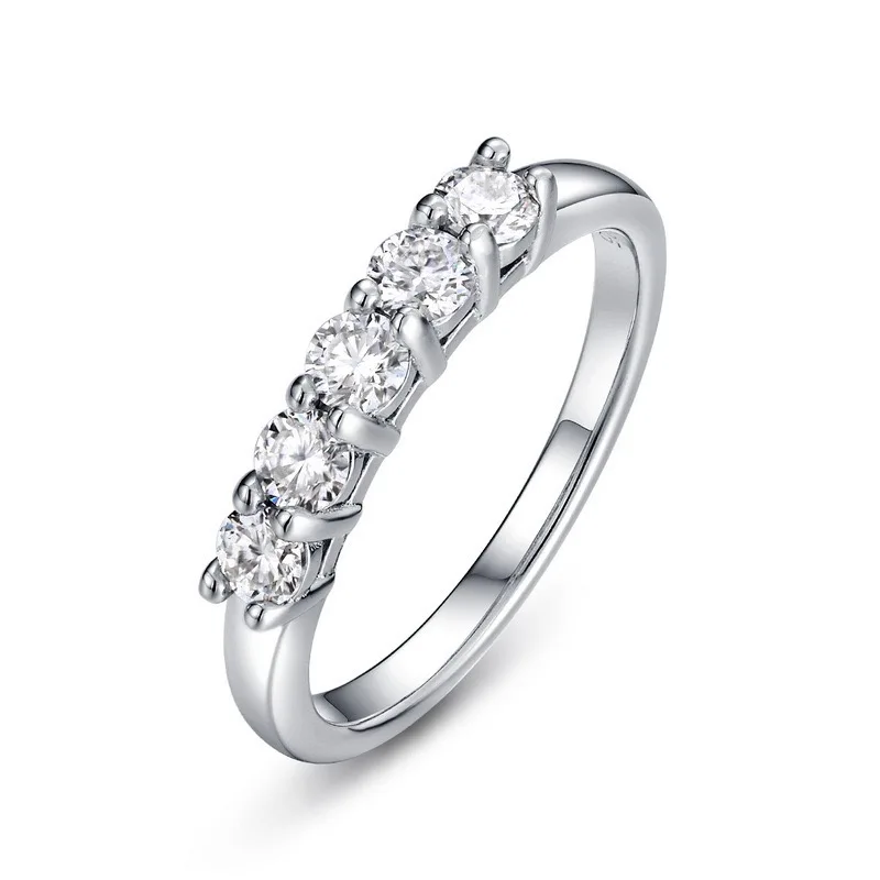 0.5Ct D Color Moissanite Half Eternity Ring Wedding Band Women Girls 925 Sterling Silver Lab Mosan Anello Di Fidanzamento Pass Tester