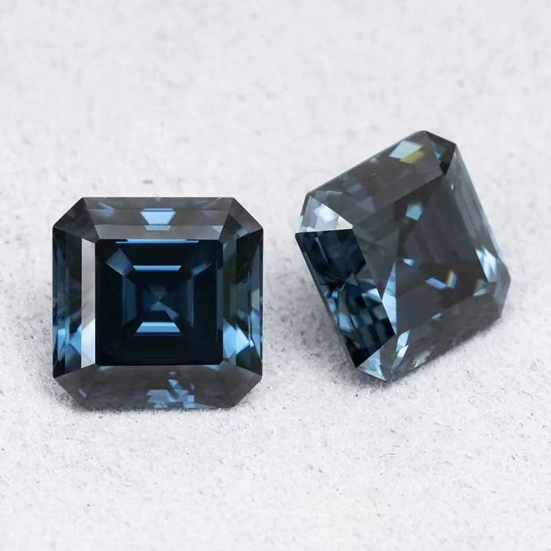 1-5Ct Royal Blue Color Vvs1 Asscher Cut Moissanite Loose Stones Lab Moissanite Gemstones Pass Diamond Tester For Diy Jewelry