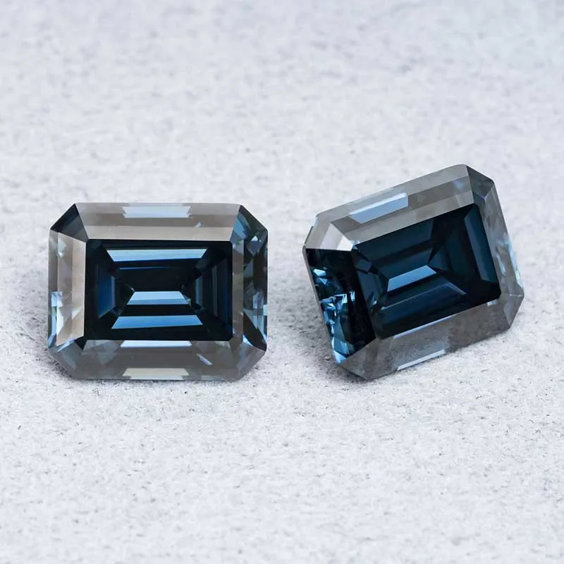 3-4Ct Royal Blue Color Emerald Cut Moissanite Loose Stones Lab Moissanite Gemstone Pass Diamond Tester For Diy Jewelry Making