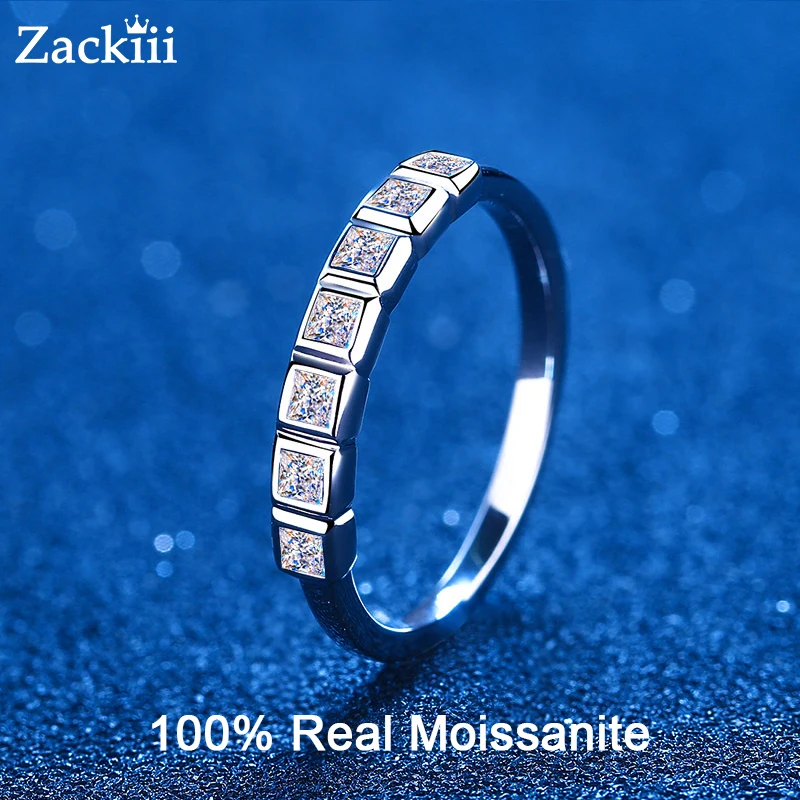 0.56Ct Lab Diamond Ring Pass Diamond Test Moissanite Fedi Nuziali Fascia Impilabile Princess Cut 7 Stones Anelli Da Sposa Promessa
