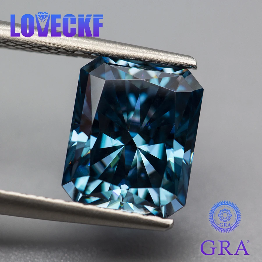 Sapphire Blue Moissanite Stones Lab Diamonds Radiant Cut Pietre Preziose Sciolte Pass Tester Con Certificato Gra