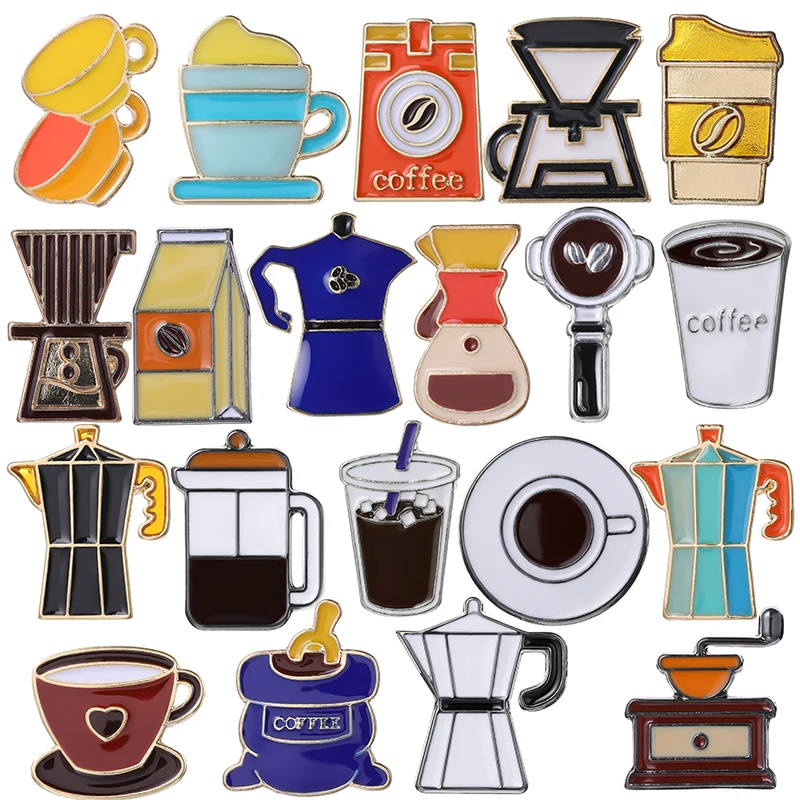 Coffee Mind Smalto Pins Cafe Latte Art Bean Pot Mug Cup Barista Spille Button Badge Cartoon Jewelry Gift Friends