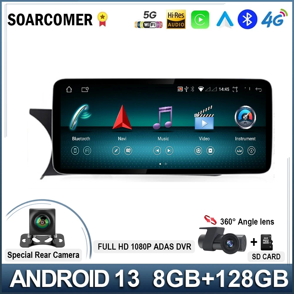 10.25 "Carplay Android 13 Auto Multimedia Player Autoradio Navigazione Bluetooth Per Mercedes Benz Classe C W204 W205 2011 -2014