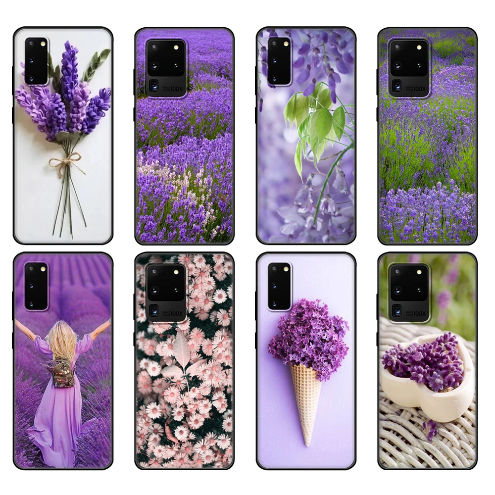 Custodia In Tpu Nera Per Samsung Galaxy S20 /S20 Plus/S20 Ultra/S20 + /S20Fe Cover Posteriore Lavanda