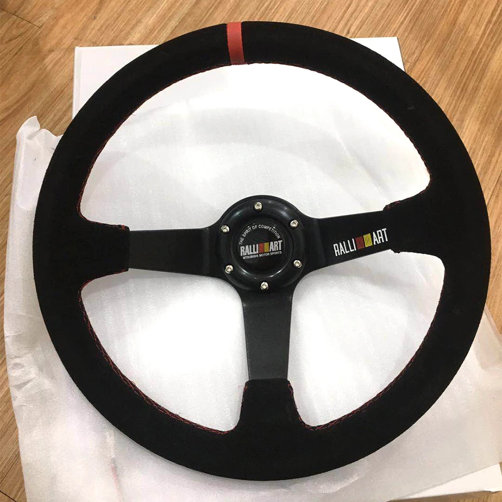 14 Pollici Ralliart Pelle Scamosciata In Pelle Deep Dish Drift Sport Per Mitsubishi