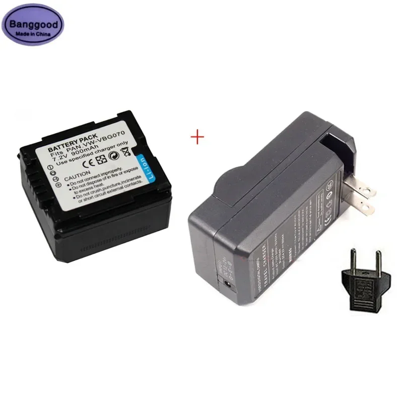 Batteria Per Fotocamera 7.2V 900Mah Vw-Vbg070 Muslimah + Caricabatterie Ca Per Panasonic Vw-Vbg130 Vw-Vbg260 Sdr-H20 Sdr-H28 Sdr-H258 Hdc-Sd1