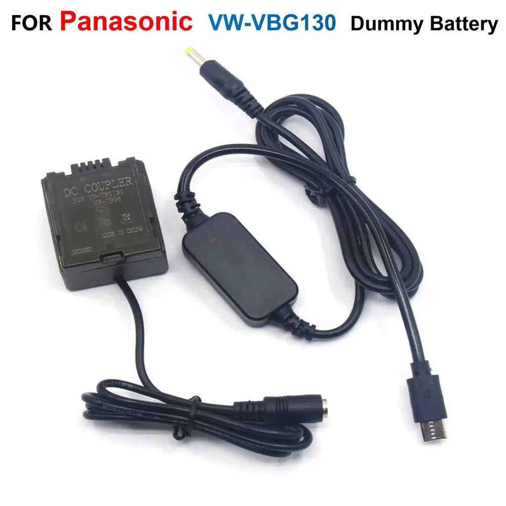 Cavo Pd Adattatore Di Alimentazione Usb C + Vw-Vbg130 Batteria Fittizia Vbg6 Per Panasonic Hs250 Sd700 Tm200 Sdr-H20 Hdc-Dx1 Pv-Gs80 Vdr-D50 Hs600