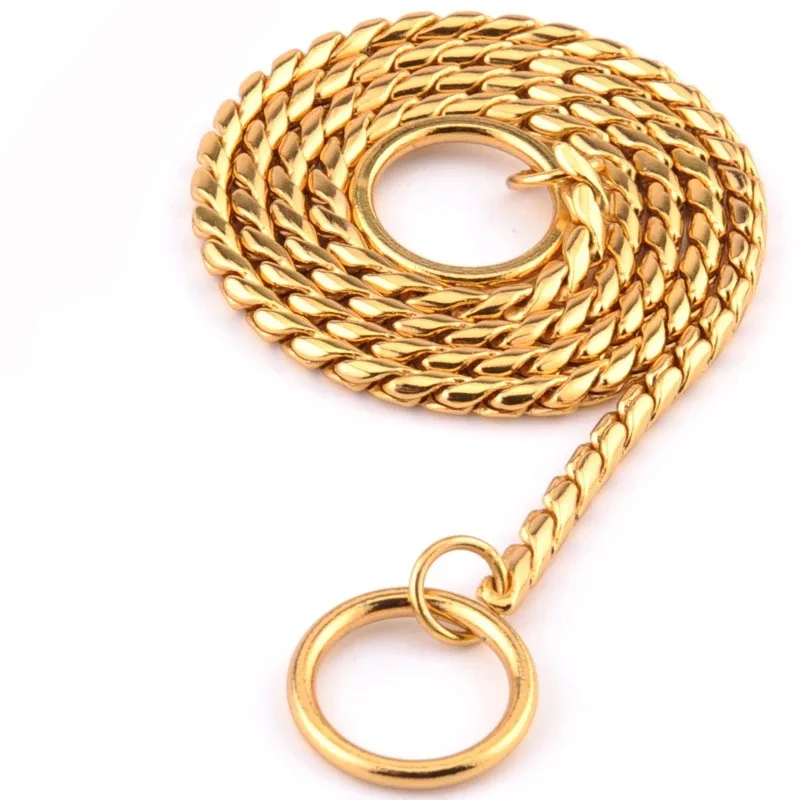 Gold Dog Snake Training P Chain Choke Collar Collana Girocollo In Acciaio Inossidabile Per Cuccioli Di Animali Domestici Per Cani Di Taglia Piccola E 