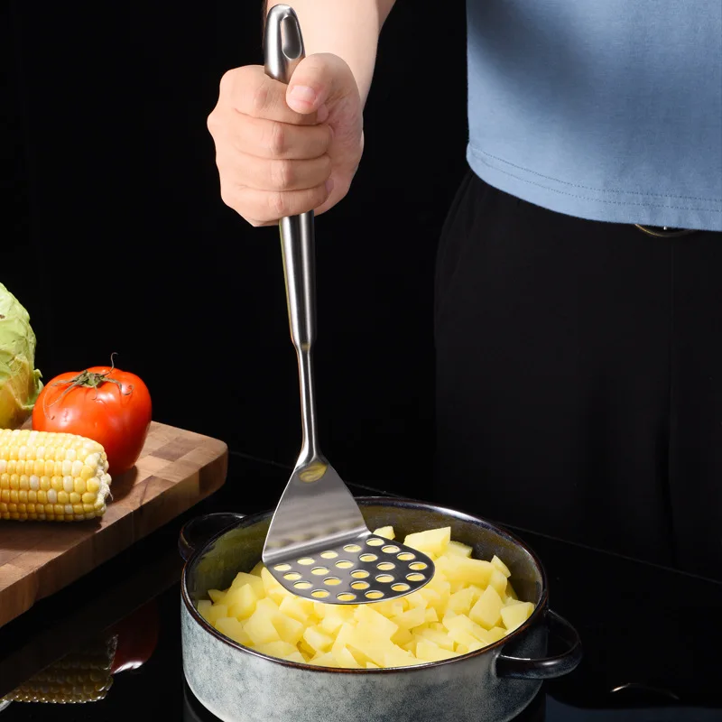Frantoio Per Alimenti In Acciaio Inossidabile 304 Manico Lungo Manuale Yam Potato Mud Press Pumpkin Taro Masher Attrezzo Per Verdure Accessori Da Cuci