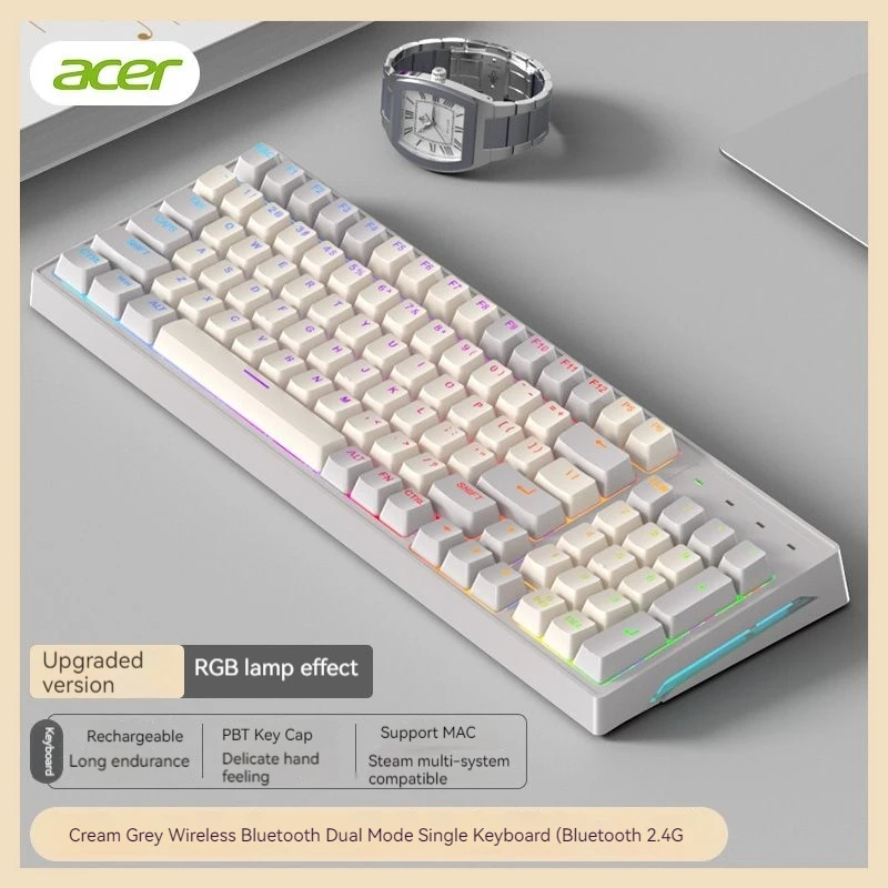 Tastiera E Mouse Wireless Acer Set Bluetooth Ricaricabile Luminescente Computer Da Ufficio Laptop Tocco Meccanico Confortevole