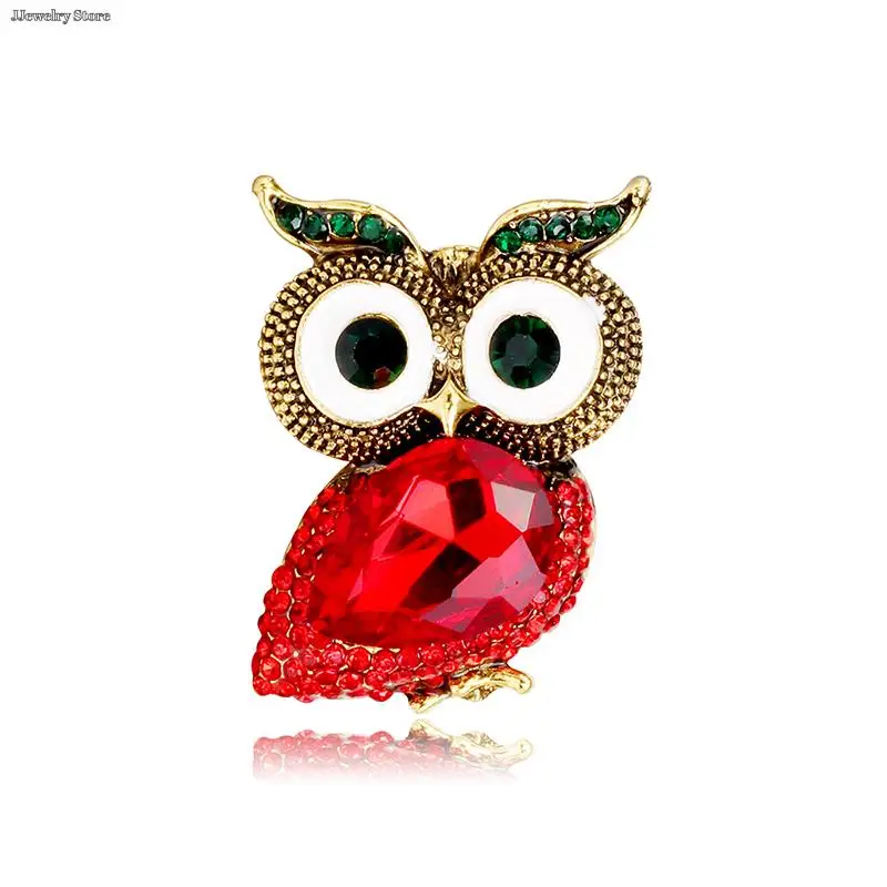 1Pc Crystal Big Eyes Gufo Spille Per Le Donne Classice Blue Red Owl Bird Party Spilla Casual Spille Regali Di Capodanno