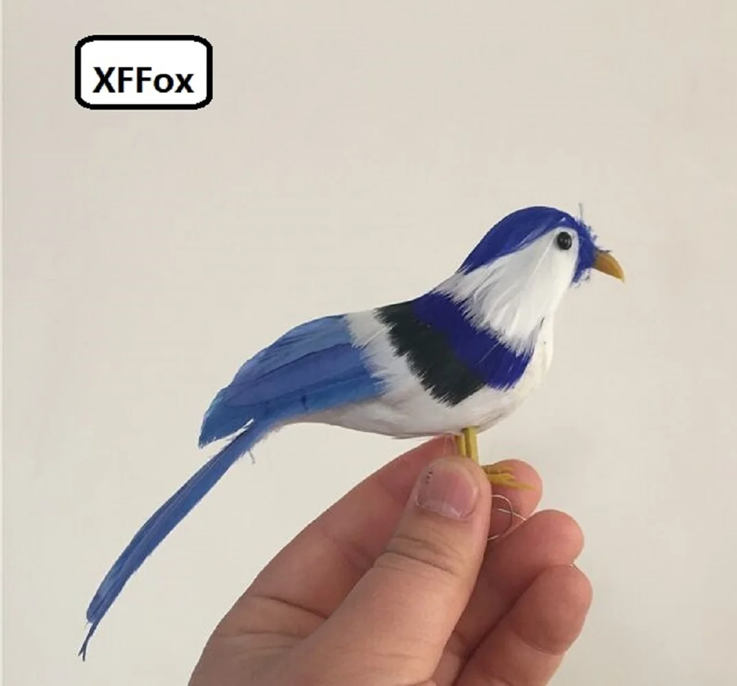 Cute Reallife Blue & White Bird Model Foam & Feather Simulation Bird Toy Gift Circa 15Cm Xf0659