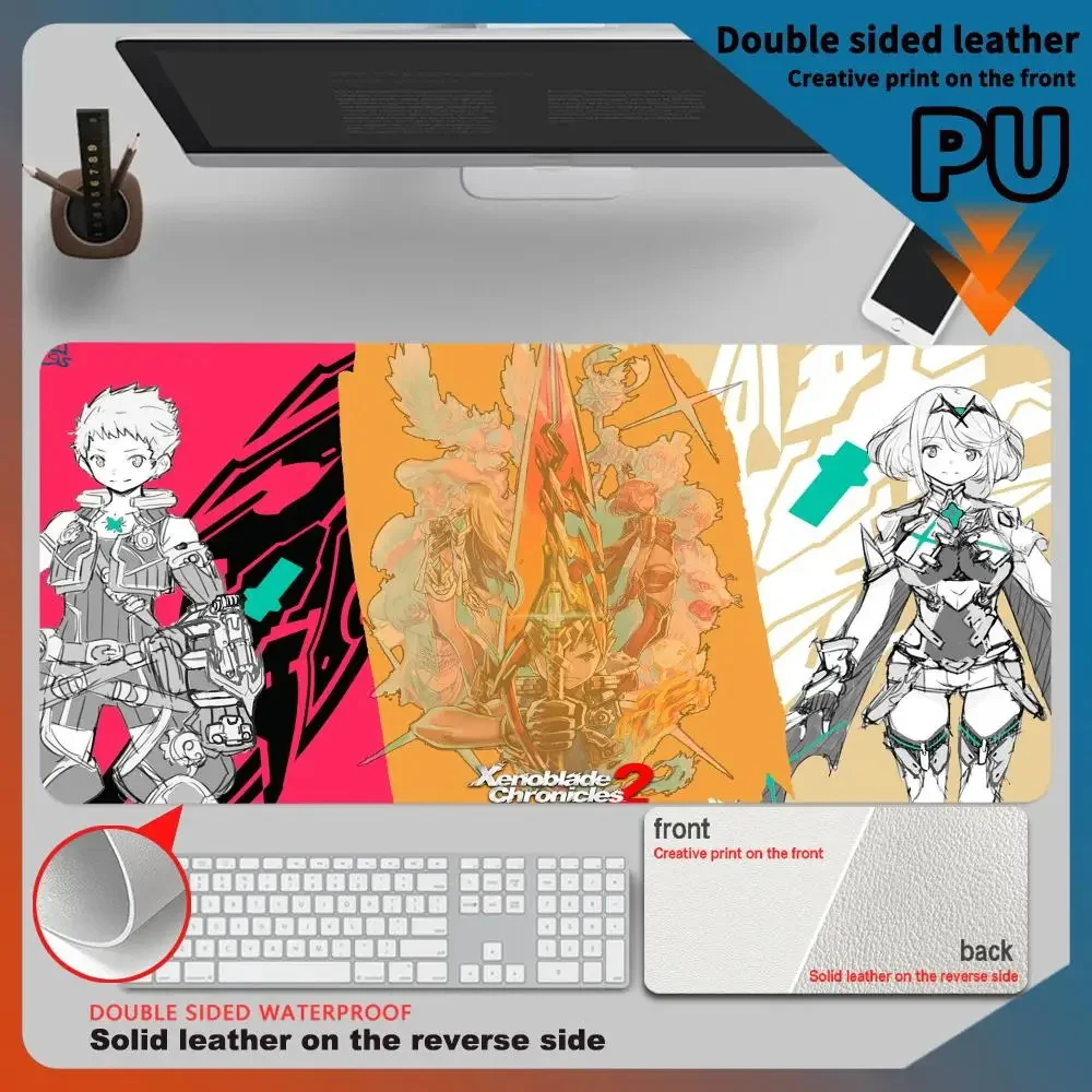 900X400Mm Xenoblade Chairs Accessorio Anime Deskpad Computer Table Mouse Pad Leather Laptop Gamer Pu Tappetino Per Mouse Portatile Da Ufficio