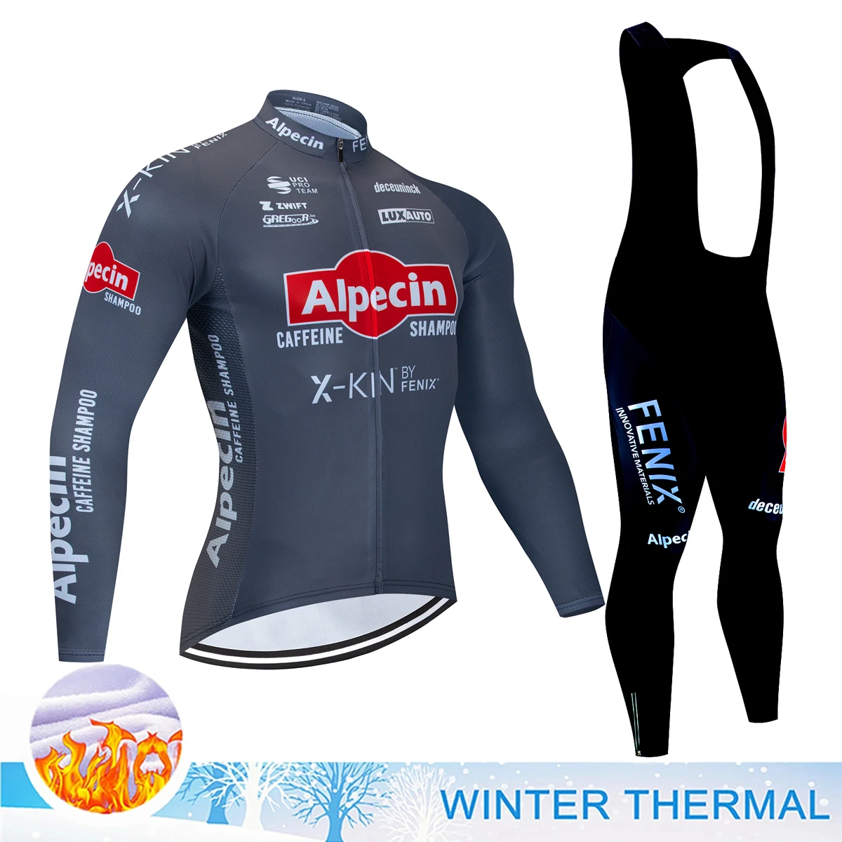 Alpecin Cycling Uniform Pantaloni Da Uomo Gel Jersey Set Completo 2024 Thermal Man Abbigliamento Triathlon Suit Jacket Winter Fleece Bavaglino