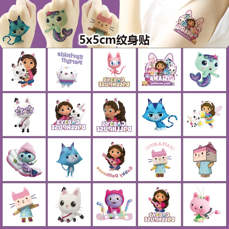 Cartoon Gabby Dollhouse Cats Tattoo Stickers Impermeabile Cute Cats Sticker Funny Kids Girls Christmas Birthday Gift Reward Toy