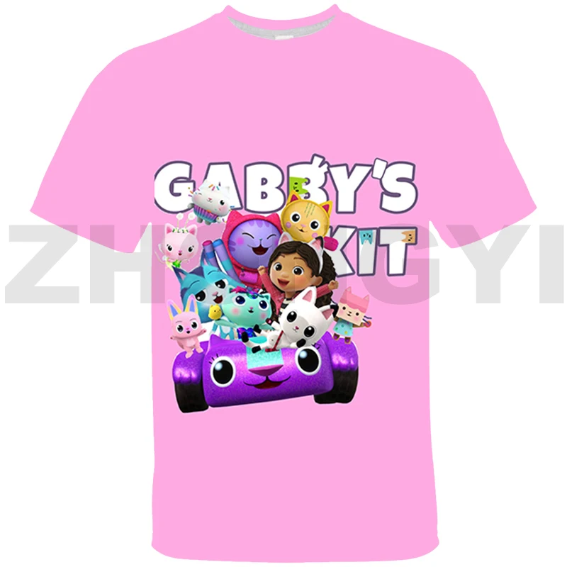 Cartoon Print Neonate Gabbys Dollhouse T Shirt Per L'Estate Anime Maniche Corte Abbigliamento Per Bambini 3D Gabby Doll House Tees Tops