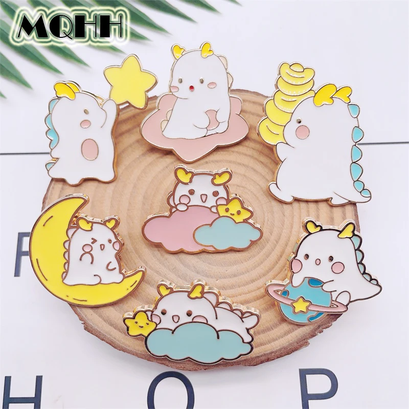 Cartoon Cute Animal Vintage Dragon Smalto Pins Colorful Planet Star Moon Cloud Rainbow Alloy Spilla Badge Fashion Women Jewelry