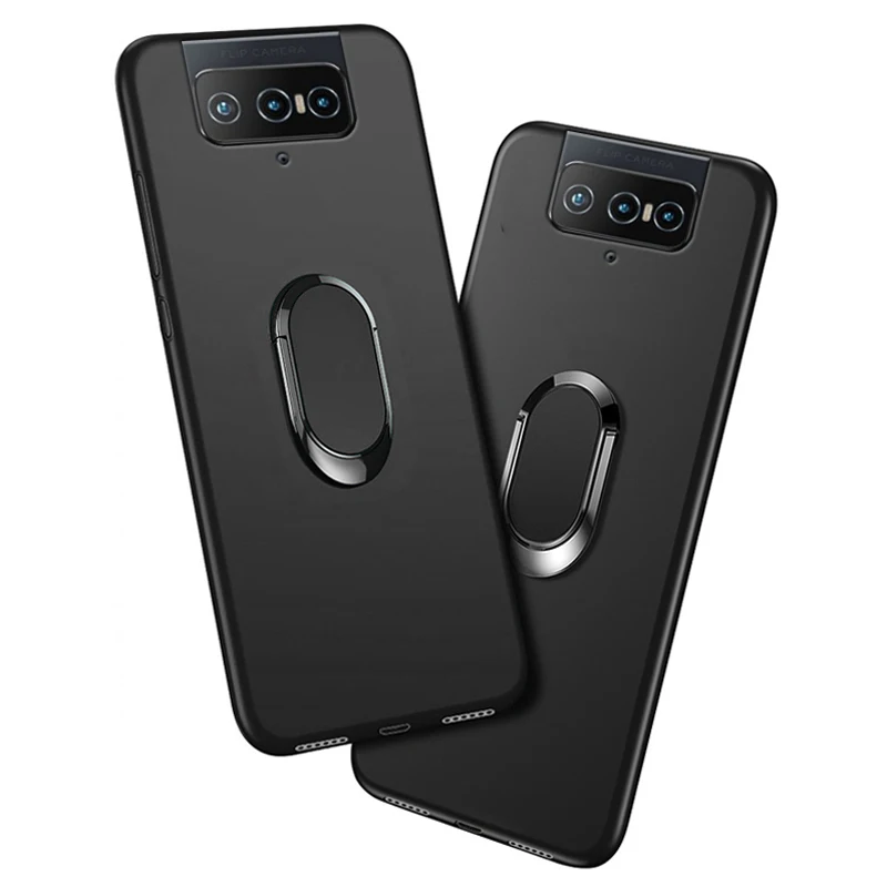 Asus Zenfone 8 Flip Case 5G 8Gb 128/256Gb 6.67 "Blue Red Black Finger Ring Cover Morbida In Silicone Per Asus Zenfone 8 Flip Zs672Ks