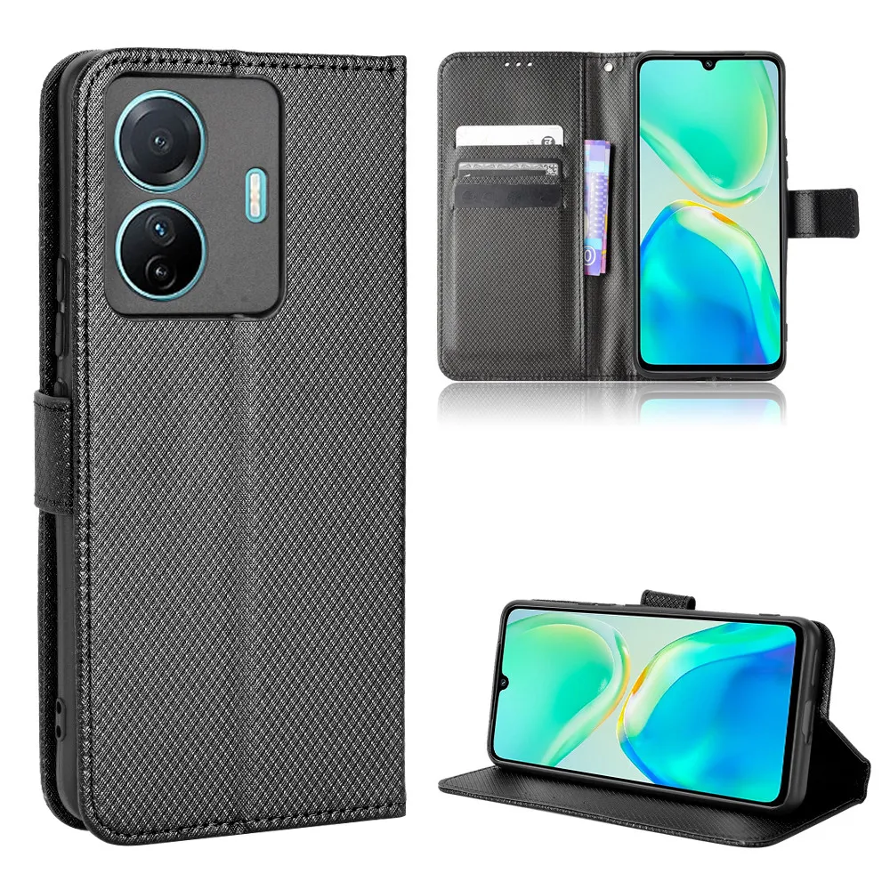 Per Vivo S15E 5G Custodia Rigida Per Portafoglio In Pelle Pu Con Motivo A Diamante Di Lusso Per Vivo S15E S 15E