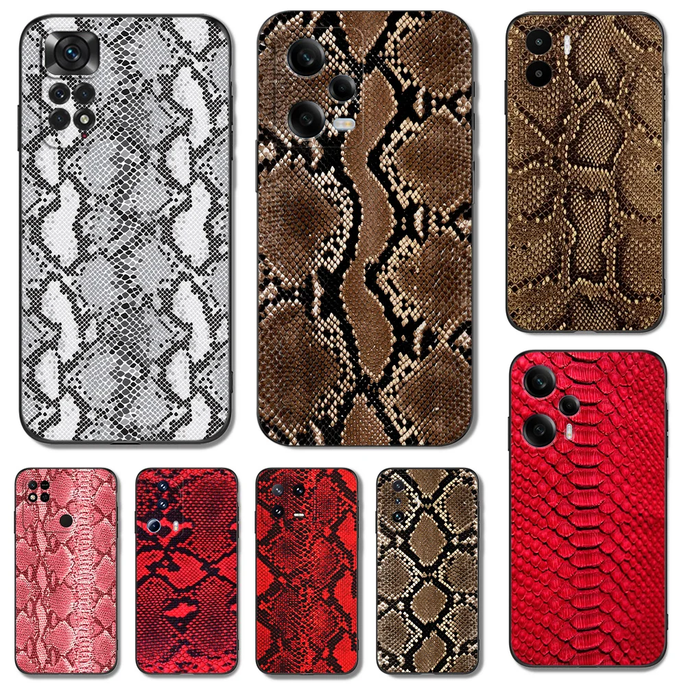 Custodia In Tpu Nero Per Xiaomi 13 Pro Lite Cover Per Telefono Luxury Snake Skin Animal Grain