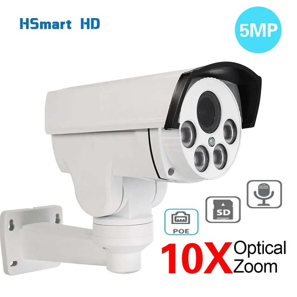 8Mp 4K Hd Outdoor Waterproof 10X Zoom 5Mp Poe Audio Con Slot Per Scheda Sd Visione Notturna Telecamere Intelligenti Ptz Supporto Hikvision Protocl